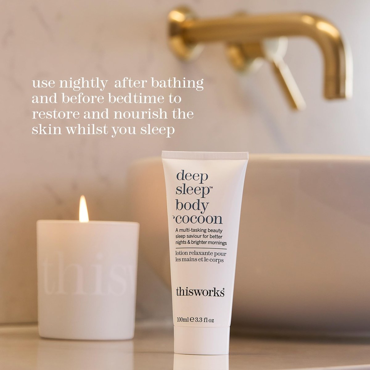 THISWORKS Deep Sleep Body Cocoon – Hydrating Body Lotion with Lavender, Chamomile & Vetivert – Soothing Nighttime Moisturizer for Dry Skin, Promotes Relaxation & Better Sleep – 100ml Avelisse