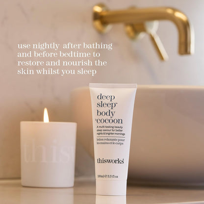 THISWORKS Deep Sleep Body Cocoon – Hydrating Body Lotion with Lavender, Chamomile & Vetivert – Soothing Nighttime Moisturizer for Dry Skin, Promotes Relaxation & Better Sleep – 100ml Avelisse
