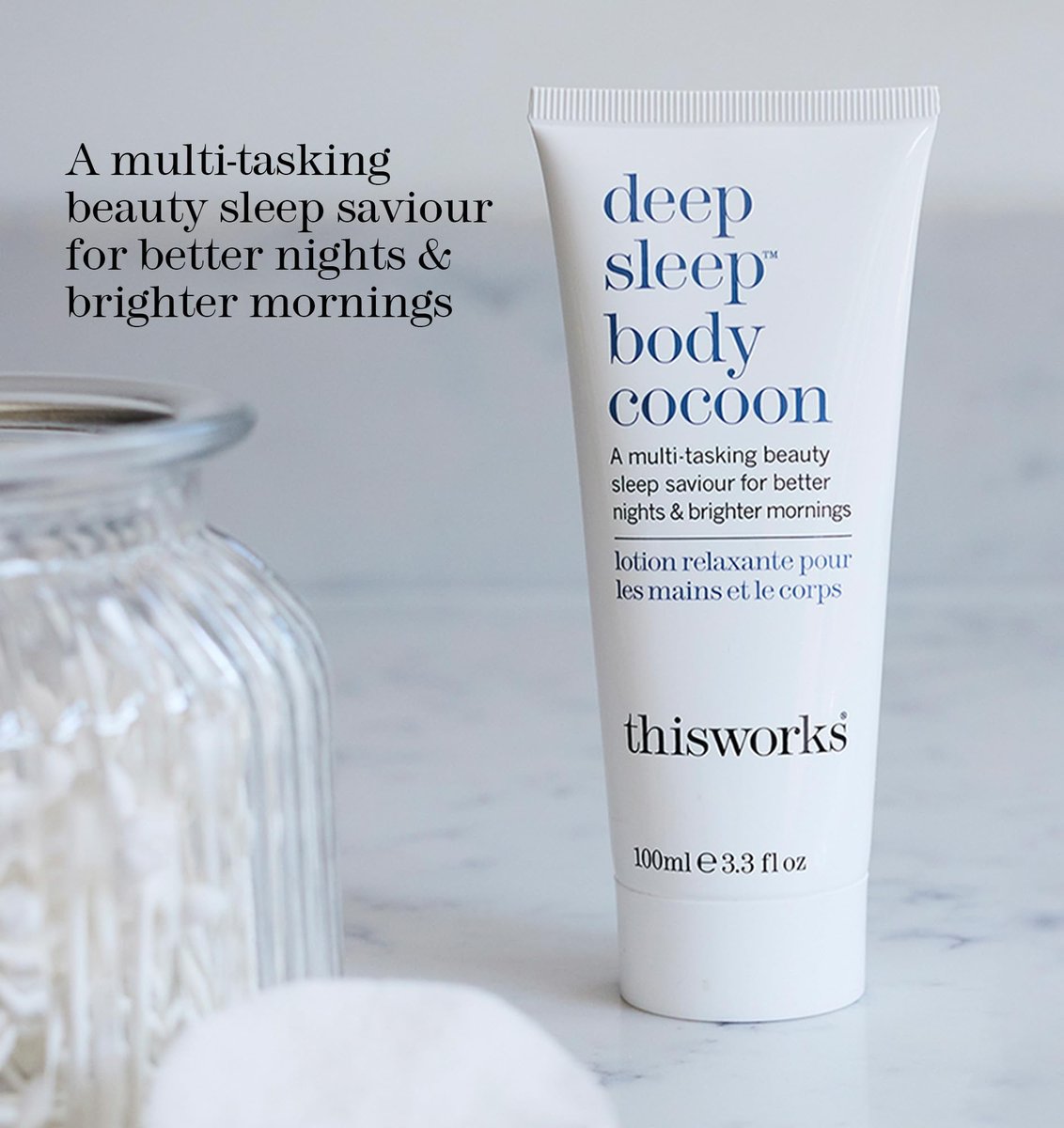 THISWORKS Deep Sleep Body Cocoon – Hydrating Body Lotion with Lavender, Chamomile & Vetivert – Soothing Nighttime Moisturizer for Dry Skin, Promotes Relaxation & Better Sleep – 100ml Avelisse