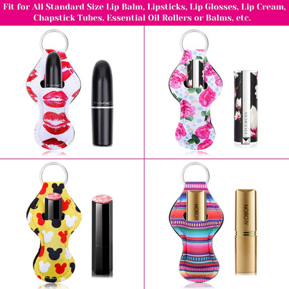 30-Pack Chapstick Holder Keychain Bulk with Keyring Clips - Assorted Colors Neoprene Lip Balm Holders