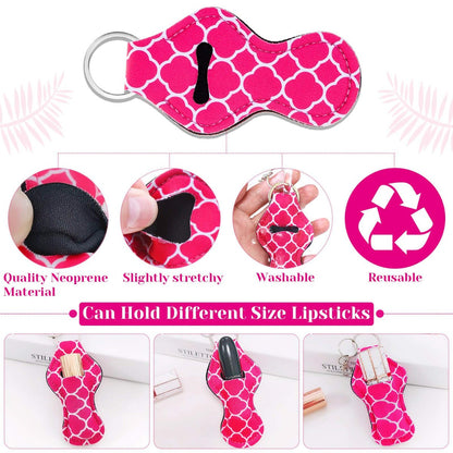 30-Pack Chapstick Holder Keychain Bulk with Keyring Clips - Assorted Colors Neoprene Lip Balm Holders