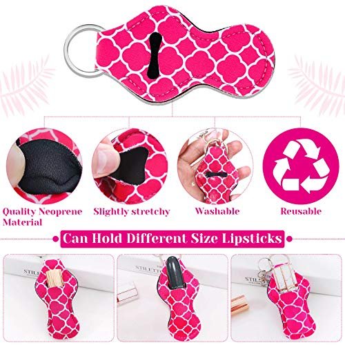 30-Pack Chapstick Holder Keychain Bulk with Keyring Clips - Assorted Colors Neoprene Lip Balm Holders - görsel 8