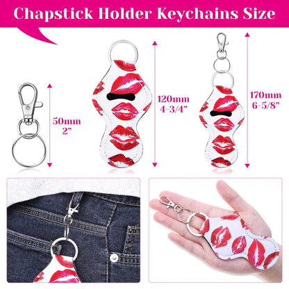 30-Pack Chapstick Holder Keychain Bulk with Keyring Clips - Assorted Colors Neoprene Lip Balm Holders