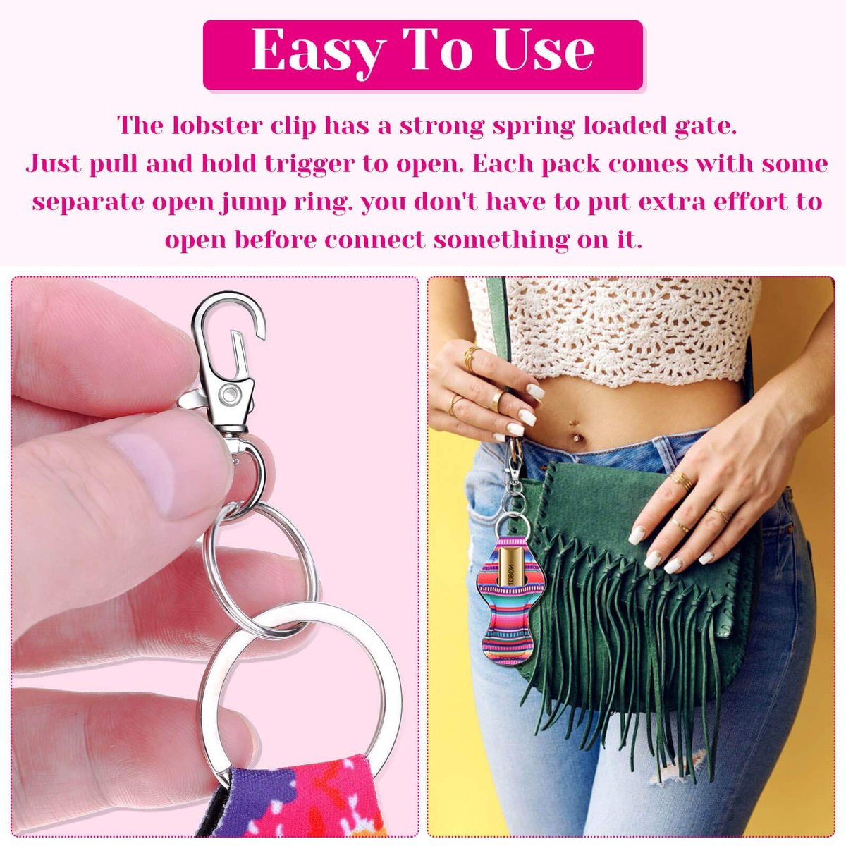 30-Pack Chapstick Holder Keychain Bulk with Keyring Clips - Assorted Colors Neoprene Lip Balm Holders - görsel 9
