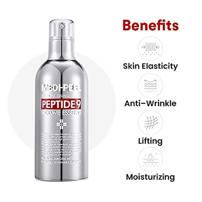Medi-Peel Peptide 9 Volume All-in-One Essence – Anti-Wrinkle, Collagen & Brightening Korean Skincare (3.38 fl oz / 100ml)