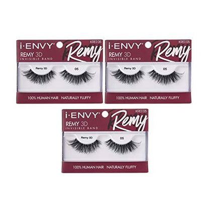 iENVY Remy False Eyelashes 3D Collection - Invisible Band, 100% Human Hair Lashes (3 Pack) Avelisse