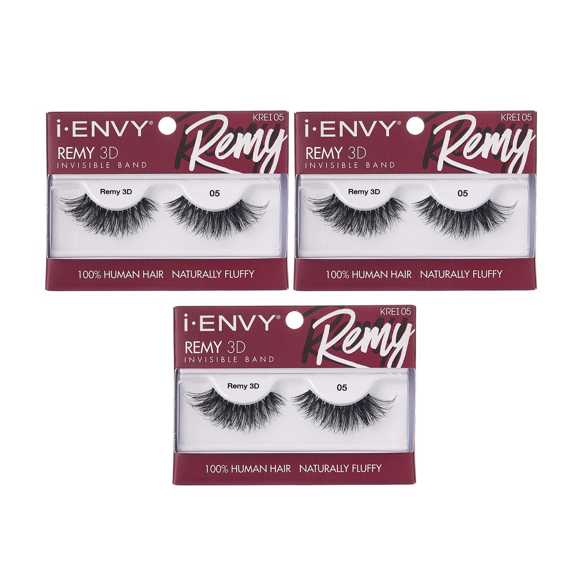 iENVY Remy False Eyelashes 3D Collection - Invisible Band, 100% Human Hair Lashes (3 Pack) Avelisse