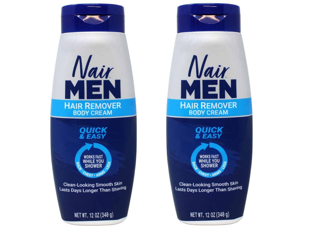 Nair Hair Remover for Men Body Cream, 12 oz (2-Pack) - Effective Hair Removal for Men Avelisse