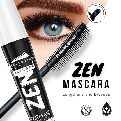 FARMASi Zen Extension Lash Mascara - Lengthening & Volumizing, Clump-Free, Smudge-Free, Blackest Black Avelisse