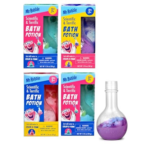 Mr. Bubble Kids Original Bath Bomb Potions - Colorful Fizzy Fun - Cool Foam and Bubble Science Beaker Bath Toys (Pack of 4) - görsel 2