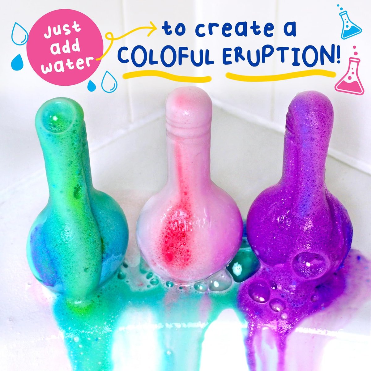 Mr. Bubble Kids Original Bath Bomb Potions - Colorful Fizzy Fun - Cool Foam and Bubble Science Beaker Bath Toys (Pack of 4) - görsel 15