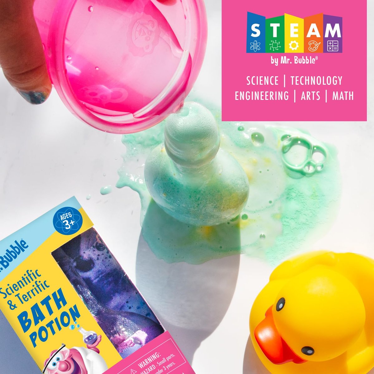 Mr. Bubble Kids Original Bath Bomb Potions - Colorful Fizzy Fun - Cool Foam and Bubble Science Beaker Bath Toys (Pack of 4) - görsel 5