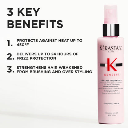 Kerastase Genesis Thermique Blow Dry Primer – Heat Protectant & Anti-Breakage for Weak or Damaged Hair, 5.1 Fl Oz Avelisse