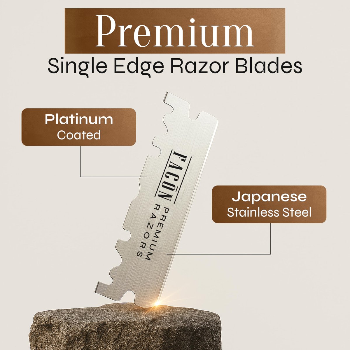 Facón 100 Count Single Edge Razor Blades – Premium Platinum Japanese Stainless Steel for Barber Straight Razor Shaving - görsel 5