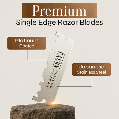 Facón 100 Count Single Edge Razor Blades – Premium Platinum Japanese Stainless Steel for Barber Straight Razor Shaving