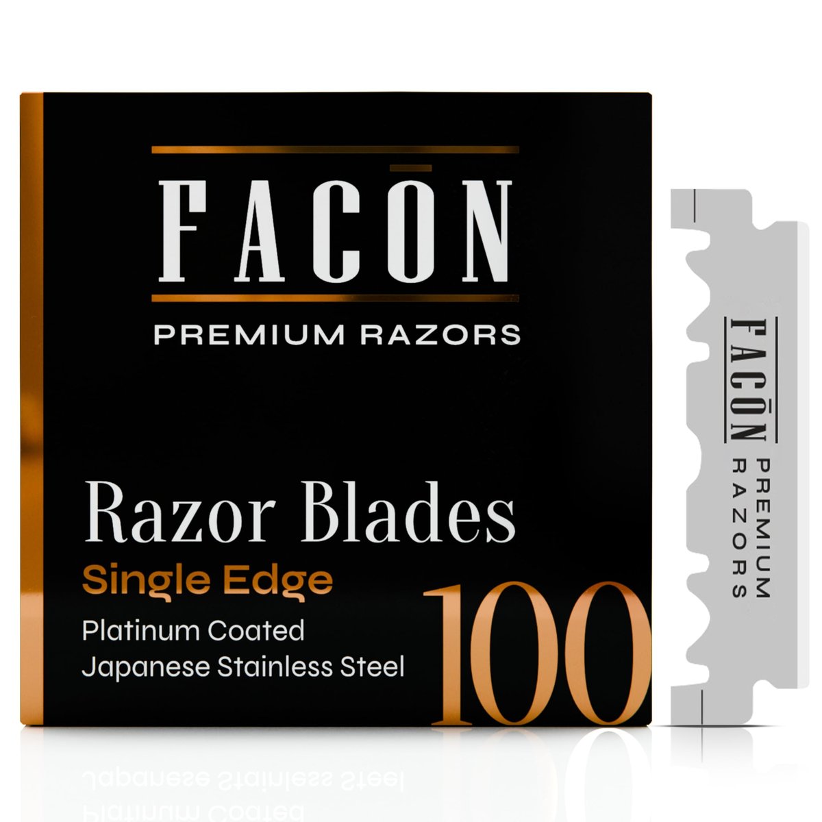 Facón 100 Count Single Edge Razor Blades – Premium Platinum Japanese Stainless Steel for Barber Straight Razor Shaving - görsel 1