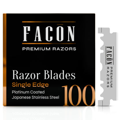 Facón 100 Count Single Edge Razor Blades – Premium Platinum Japanese Stainless Steel for Barber Straight Razor Shaving