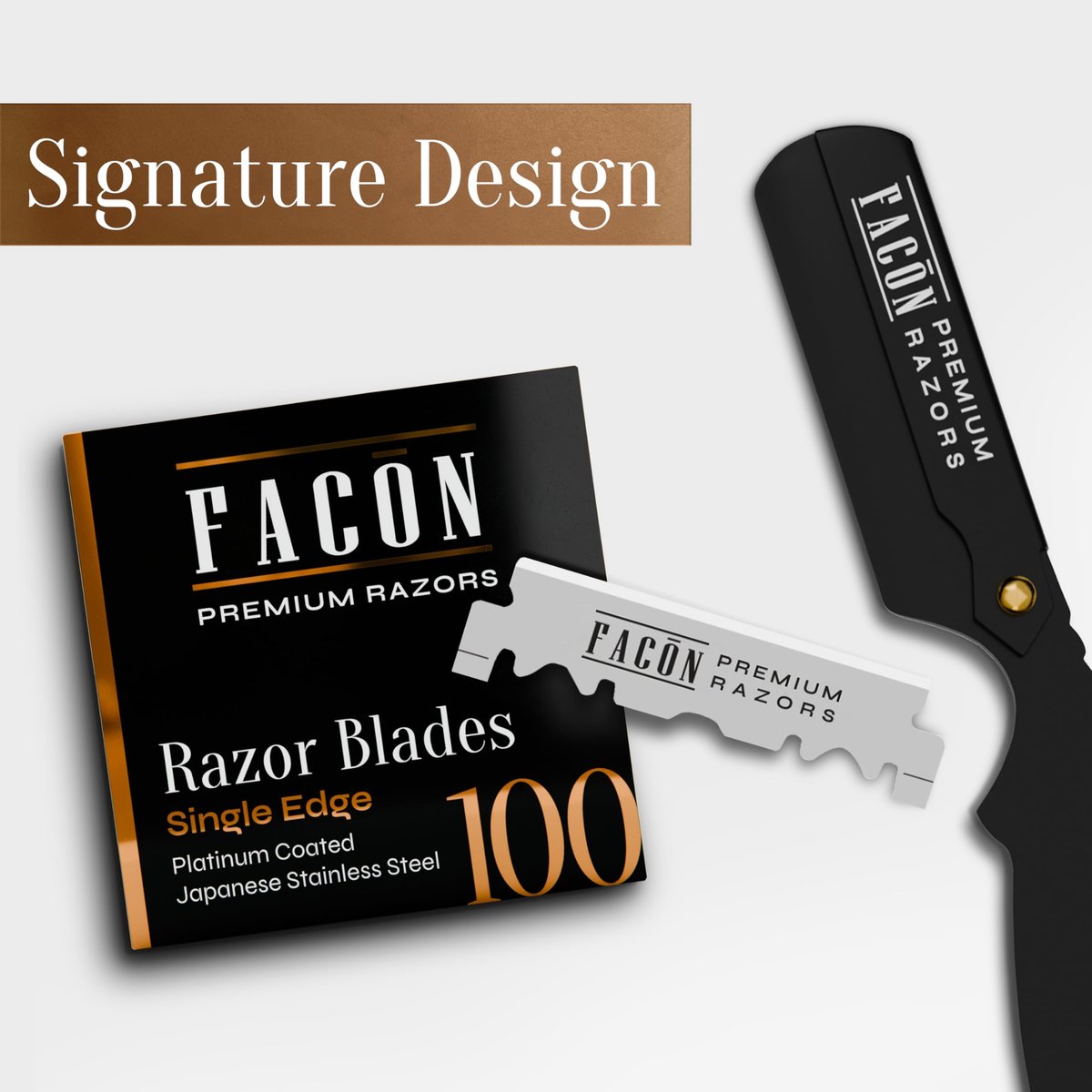 Facón 100 Count Single Edge Razor Blades – Premium Platinum Japanese Stainless Steel for Barber Straight Razor Shaving - görsel 15