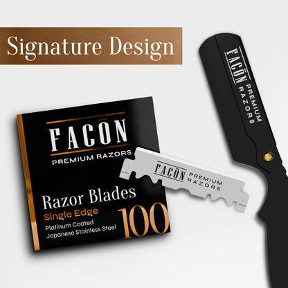 Facón 100 Count Single Edge Razor Blades – Premium Platinum Japanese Stainless Steel for Barber Straight Razor Shaving