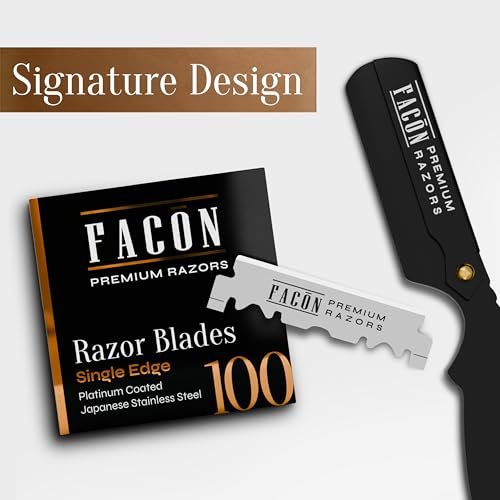 Facón 100 Count Single Edge Razor Blades – Premium Platinum Japanese Stainless Steel for Barber Straight Razor Shaving - görsel 16