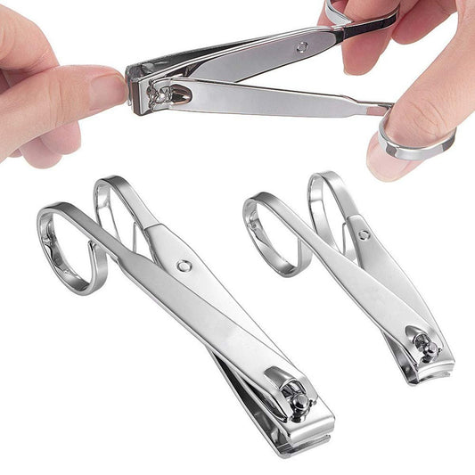 KRISMYA EZ Grip Nail Clipper Set – Carbon Steel Fingernail and Toenail Clippers for Seniors, Long Handle with Metal Case (Small and Large)