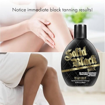 Millennium Solid Black Special Reserve 200X Tanning Lotion – Indoor/Outdoor with Advanced Silicone Bronzer & Tattoo Protection – 13.5 oz Avelisse