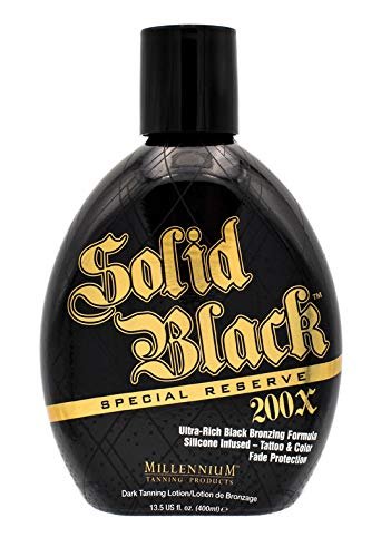 Millennium Solid Black Special Reserve 200X Tanning Lotion – Indoor/Outdoor with Advanced Silicone Bronzer & Tattoo Protection – 13.5 oz Avelisse