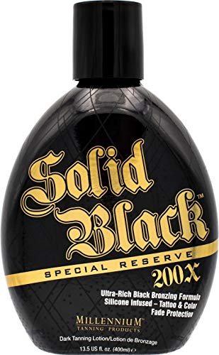 Millennium Solid Black Special Reserve 200X Tanning Lotion – Indoor/Outdoor with Advanced Silicone Bronzer & Tattoo Protection – 13.5 oz Avelisse