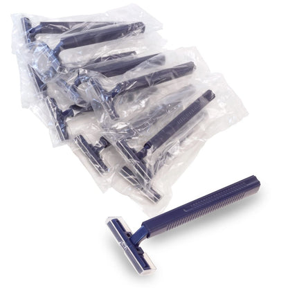 Freshscent Individually Wrapped Twin Blade Disposable Razors (144 Pack) - Bulk Case for Unisex Use Avelisse