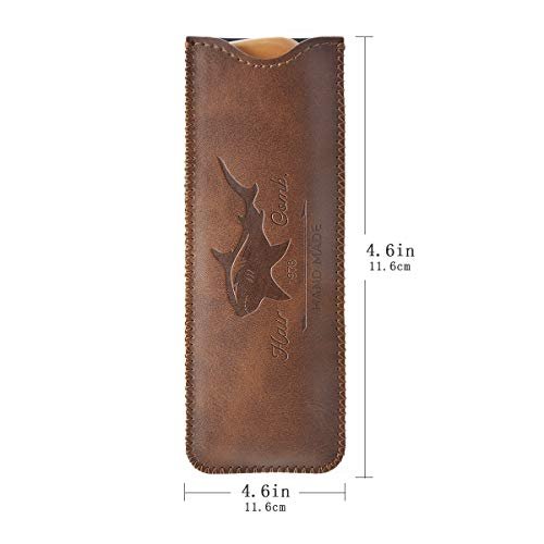 Wooden Hair Comb for Men – Beard Comb with Leather Travel Case (Brown Shark, 1 Count) - görsel 6