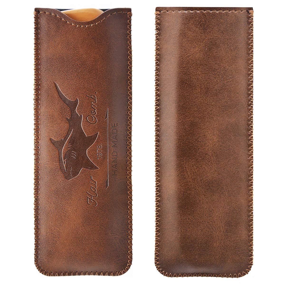Wooden Hair Comb for Men – Beard Comb with Leather Travel Case (Brown Shark, 1 Count) - görsel 11