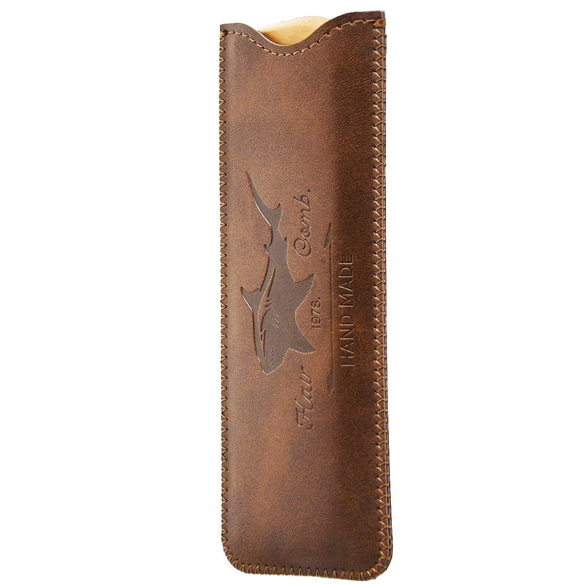 Wooden Hair Comb for Men – Beard Comb with Leather Travel Case (Brown Shark, 1 Count) - görsel 9