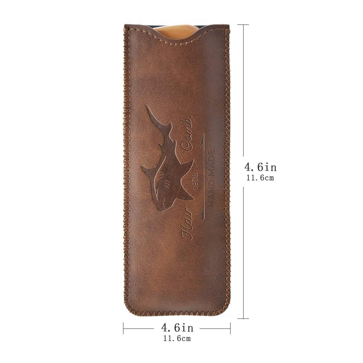 Wooden Hair Comb for Men – Beard Comb with Leather Travel Case (Brown Shark, 1 Count) - görsel 5