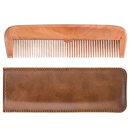 Wooden Hair Comb for Men – Beard Comb with Leather Travel Case (Brown Shark, 1 Count) - görsel 8