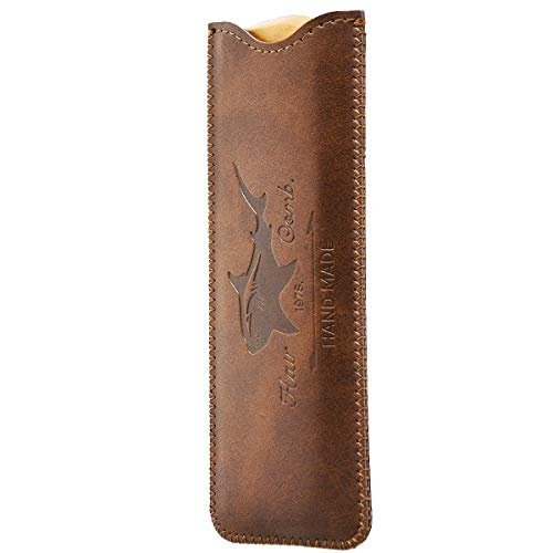 Wooden Hair Comb for Men – Beard Comb with Leather Travel Case (Brown Shark, 1 Count) - görsel 10
