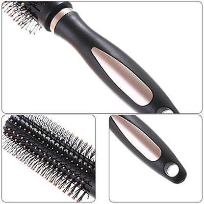 RN BEAUTY Anti-Static Hair Brush - Nylon Bristle Round Brush for Blow Drying, Detangling, and Styling - Rose Gold