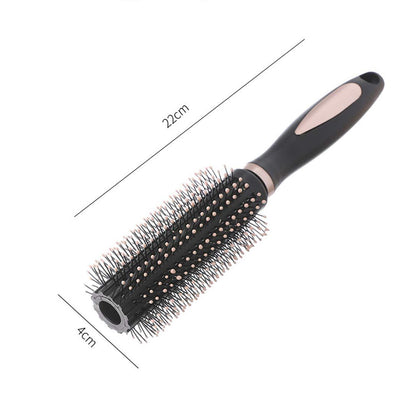 RN BEAUTY Anti-Static Hair Brush - Nylon Bristle Round Brush for Blow Drying, Detangling, and Styling - Rose Gold