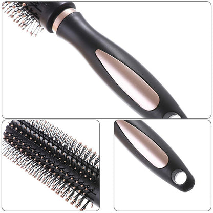 RN BEAUTY Anti-Static Hair Brush - Nylon Bristle Round Brush for Blow Drying, Detangling, and Styling - Rose Gold