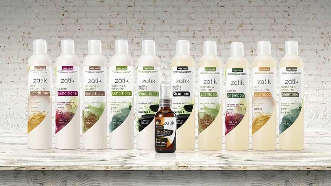 Zatik Naturals Healthy & Shiny Shampoo and Conditioner Set with Olive and Black Seed - Voluminizing & Safe for Color Treated Hair, 10.8 fl oz Each Avelisse