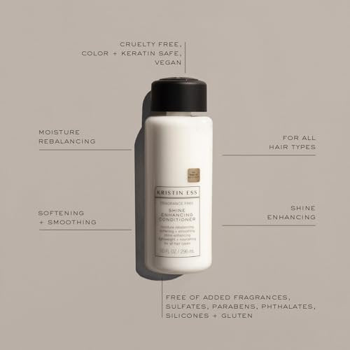 Kristin Ess Hair Fragrance Free Shine Enhancing Conditioner for Moisture, Hydration + Shine, Vegan, Paraben, Sulfate, Phthalate and Silicone Free, Gluten Free, 10 fl. oz. - görsel 4