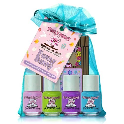 Piggy Paint 100% Non-Toxic Girls Nail Polish - Safe, Chemical Free Low Odor - Funny Bunny (4-Pack) Avelisse