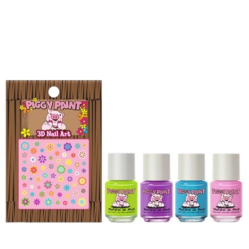 Piggy Paint 100% Non-Toxic Girls Nail Polish - Safe, Chemical Free Low Odor - Funny Bunny (4-Pack) Avelisse