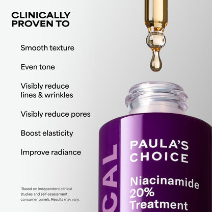 Paula's Choice CLINICAL 20% Niacinamide Vitamin B3 Concentrated Face Serum – Anti-Aging Serum for Discoloration & Large Pores, Fragrance-Free, 0.67 oz Avelisse