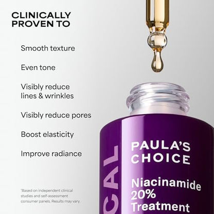 Paula's Choice CLINICAL 20% Niacinamide Vitamin B3 Concentrated Face Serum – Anti-Aging Serum for Discoloration & Large Pores, Fragrance-Free, 0.67 oz Avelisse