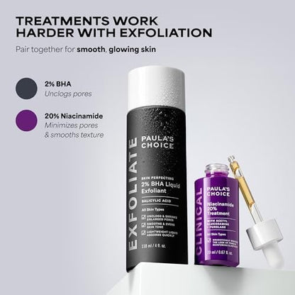 Paula's Choice CLINICAL 20% Niacinamide Vitamin B3 Concentrated Face Serum – Anti-Aging Serum for Discoloration & Large Pores, Fragrance-Free, 0.67 oz Avelisse