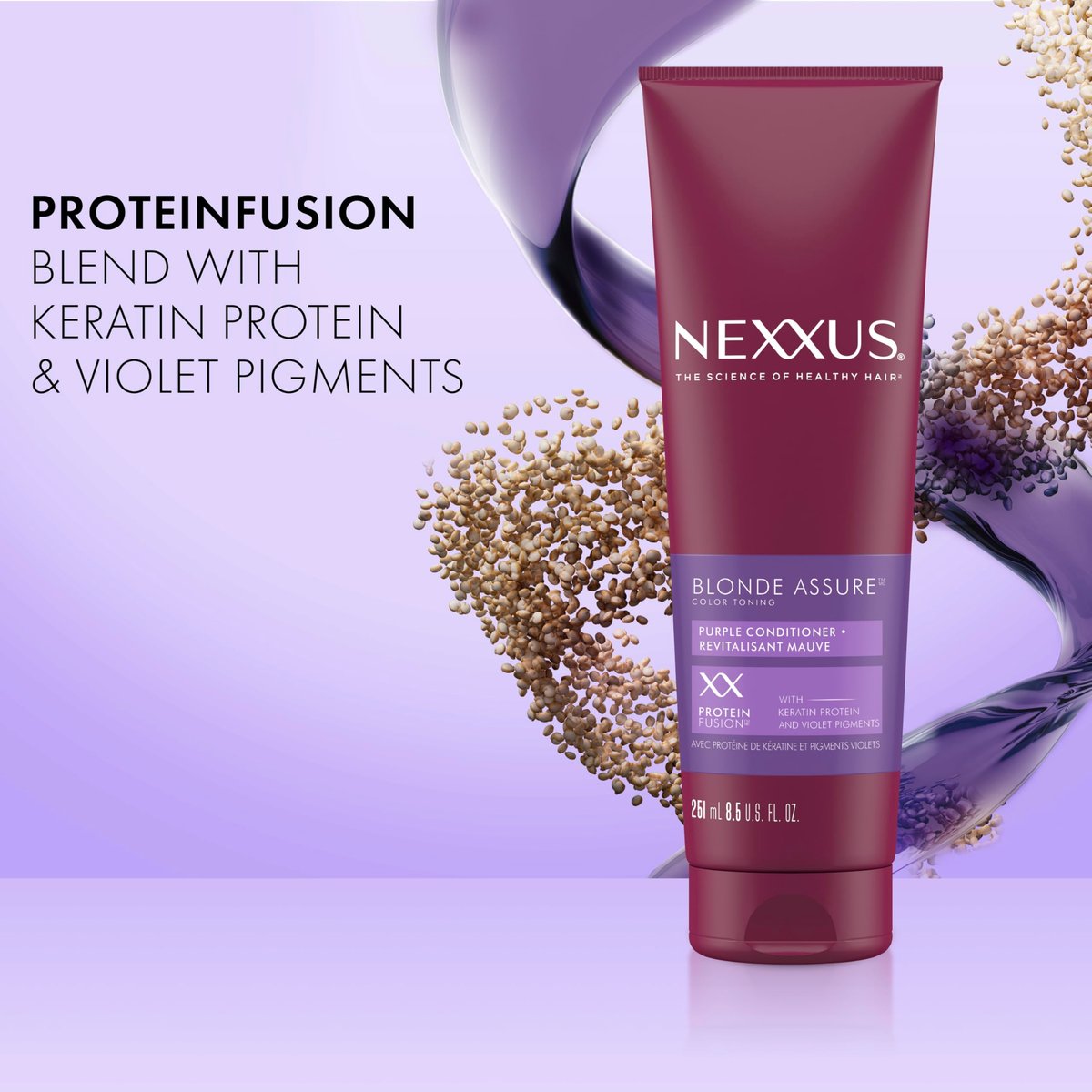 Nexxus Blonde Assure Purple Conditioner for Blonde and Bleached Hair - Keratin Infused, 8.5 oz Avelisse