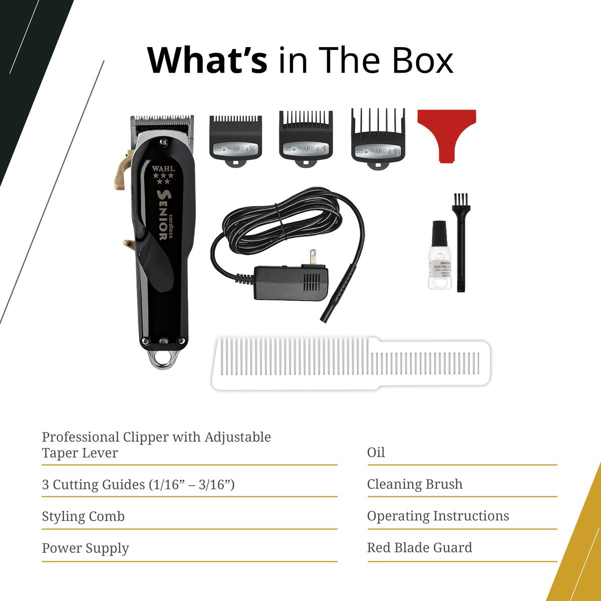 Wahl Professional 5 Star Cordless Senior Clipper - Precision Fade Blades, Metal Housing, 80-Minute Run Time Avelisse