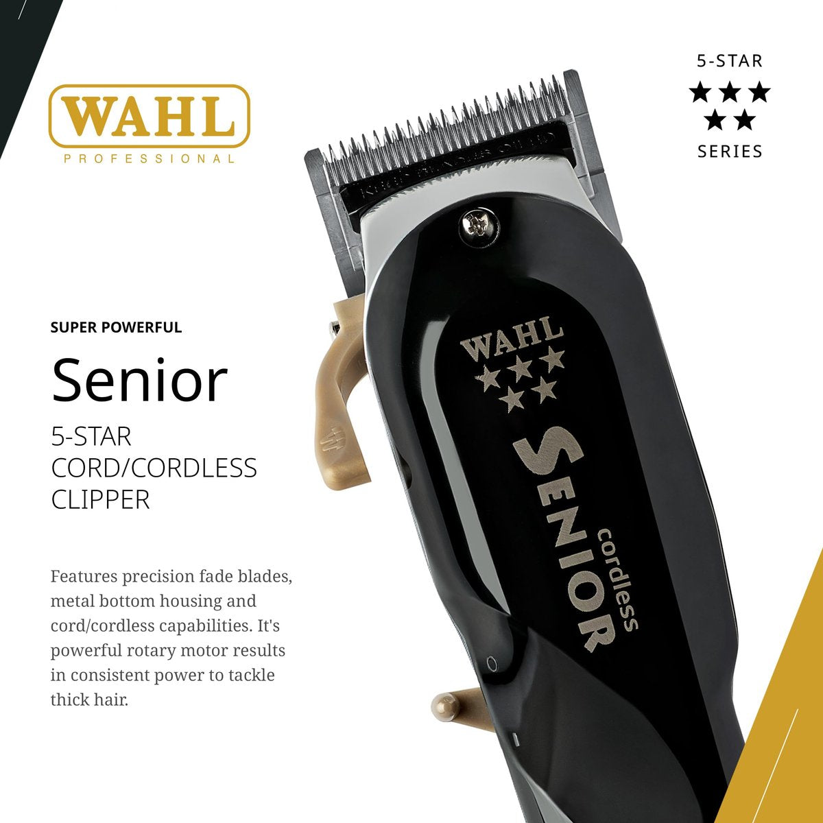Wahl Professional 5 Star Cordless Senior Clipper - Precision Fade Blades, Metal Housing, 80-Minute Run Time Avelisse