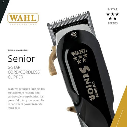 Wahl Professional 5 Star Cordless Senior Clipper - Precision Fade Blades, Metal Housing, 80-Minute Run Time Avelisse
