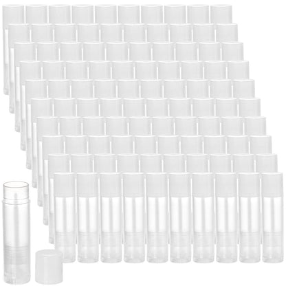 Bekith 100 Pack 5.5ml Empty Lip Balm Tubes – Clear Acrylic Containers with White Caps, BPA-Free Avelisse
